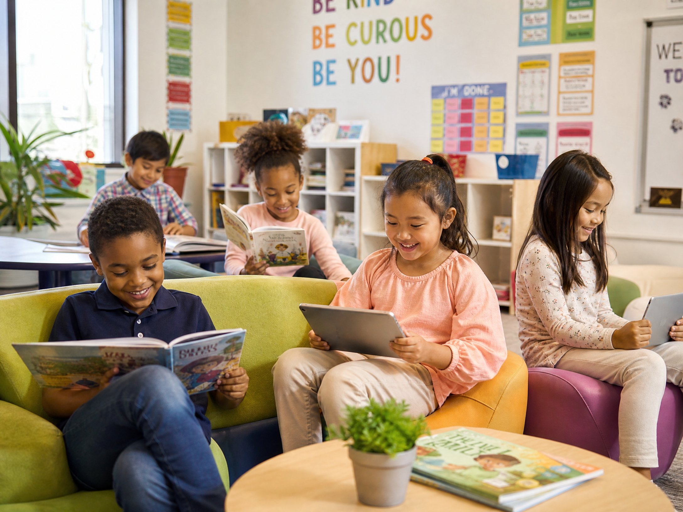 Crianças em ambiente educacional lúdico